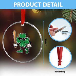 Lucky Baseball Shamrock Crystal Glass Ornament St Patrick's Day T-Ball Sport Lover Gift TS02 Print Your Wear