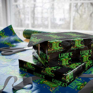 Lucky Cowgirl Club Wrapping Paper Roll Western Irish Cowboy St Patrick Day TS14 Black Print Your Wear