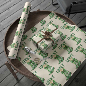 Lucky Cowgirl Wrapping Paper Roll Western Irish Cowboy St Patrick Day TS14 Beige Print Your Wear