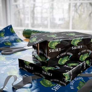 Lucky Fishing Wrapping Paper Roll Funny Fisherman Fish Lovers TS10 Black Print Your Wear