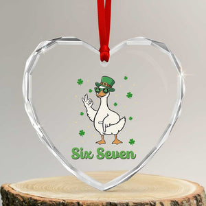 Lucky Goose Six Seven Meme Heart Crystal Glass Ornament St Patricks Day TS12 Transparent Glass 3'' Heart Print Your Wear