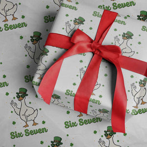 Lucky Goose Six Seven Meme Wrapping Paper Roll St Patricks Day TS12 White Print Your Wear