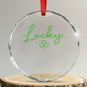 Lucky Irish Shamrock Crystal Glass Ornament St Patricks Day Letter Print Lightweight TS10 Transparent Glass 3'' Circle Print Your Wear