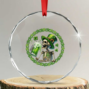 Lucky Irish Skeleton St Patricks Day Crystal Glass Ornament Beer Lover TS12 Transparent Glass 3'' Circle Print Your Wear