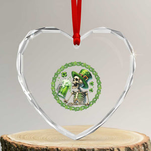 Lucky Irish Skeleton St Patricks Day Heart Crystal Glass Ornament Beer Lover TS12 Transparent Glass 3'' Heart Print Your Wear