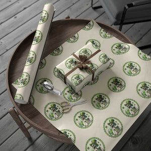 Lucky Irish Skeleton St Patricks Day Wrapping Paper Roll Beer Lover TS12 Beige Print Your Wear