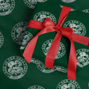 Lucky Is For Heretics Skull Shamrock Wrapping Paper Roll Proverbs 16:33 Christian St Patricks Day Statement TS02 Green Print Your Wear