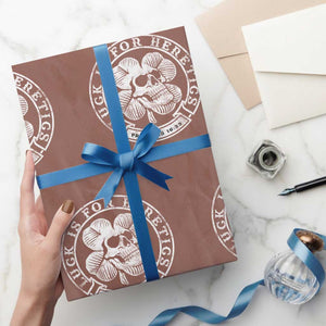 Lucky Is For Heretics Skull Shamrock Wrapping Paper Roll Proverbs 16:33 Christian St Patricks Day Statement TS02 Mocha Print Your Wear