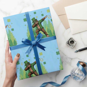 Lucky Sasquatch Soccer Player Wrapping Paper Roll Funny St Patricks Day Gift TS12 Light Blue Print Your Wear