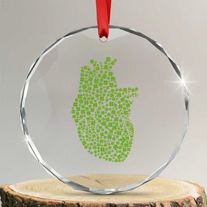 Lucky Shamrocks Heart Crystal Glass Ornament Anatomical Anatomy St Patrick's Day TS02 Transparent Glass 3'' Circle Print Your Wear