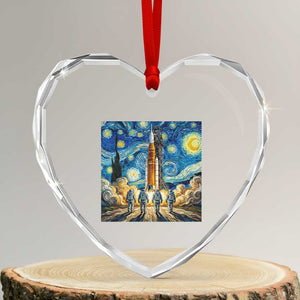 Lunar Mission Astronaut Starry Night Heart Crystal Glass Ornament Space Lover Gift TS12 Transparent Glass 3'' Heart Print Your Wear