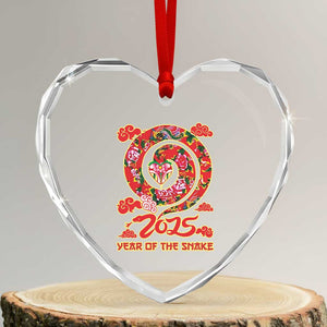 Lunar New Year 2025 Heart Crystal Glass Ornament Year Of The Snake China Traditional TS09 Transparent Glass 3'' Heart Print Your Wear