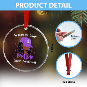 Lupus Awareness Crystal Glass Ornament African American Black Women Fight Lupus Purple Ribbon TS10 Print Your Wear