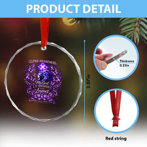 Lupus Awareness Crystal Glass Ornament Lion Purple Ribbon My God Is Stronger Than Lupus TS10 Print Your Wear
