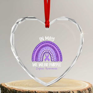 Lupus Awareness Heart Crystal Glass Ornament In May We Wear Purple Ribbon Rainbow TS10 Transparent Glass 3'' Heart Print Your Wear