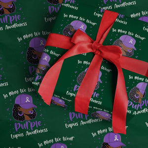 Lupus Awareness Wrapping Paper Roll African American Black Women Fight Lupus Purple Ribbon TS10 Green Print Your Wear