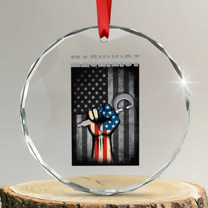 Machinist Patriotic US Flag Crystal Glass Ornament TS14 Transparent Glass 3'' Circle Print Your Wear
