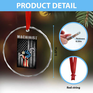Machinist Patriotic US Flag Crystal Glass Ornament TS14 Print Your Wear