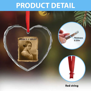Madam CJ Walker Heart Crystal Glass Ornament Female Empowerment History Gift TS12 Print Your Wear