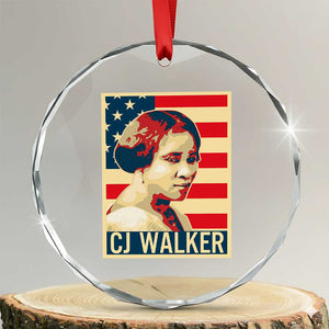 Madam CJ Walker Patriotic Crystal Glass Ornament Black History Month Gift TS12 Transparent Glass 3'' Circle Print Your Wear