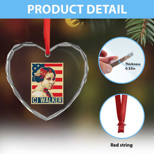 Madam CJ Walker Patriotic Heart Crystal Glass Ornament Black History Month Gift TS12 Print Your Wear