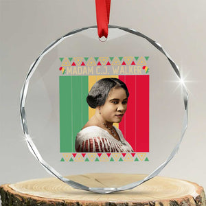 Madam CJ Walker Retro Sunset Crystal Glass Ornament Strong Black Woman Leader TS12 Transparent Glass 3'' Circle Print Your Wear