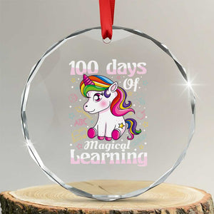 Magical Unicorn 100th Day of School Crystal Glass Ornament Cute Girls Celebration Gift