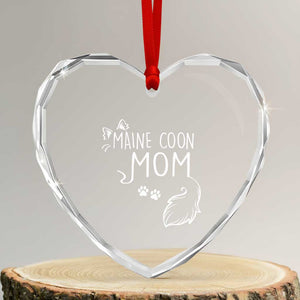 Maine Coon Mom Heart Crystal Glass Ornament Large Breed Cat Lover Silhouette Gift TS12 Transparent Glass 3'' Heart Print Your Wear