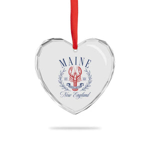 Maine Lobster New England Souvenir Pride Vintage Heart Crystal Glass Ornament