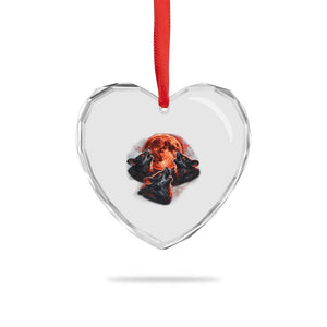 Majestic Three Wolves Howling at Red Blood Moon Graphic Heart Crystal Glass Ornament Wild Nature with Celestial Astronomy TS02 Print Your Wear