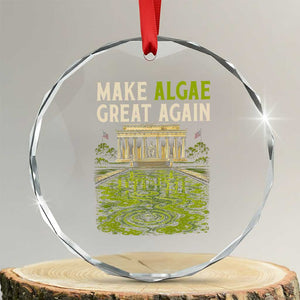 Make Algae Great Again Lincoln Memorial Reflecting Pool Graphic Crystal Glass Ornament Funny Washington DC Viral Swamp Meme