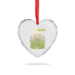 Make Algae Great Again Lincoln Memorial Reflecting Pool Graphic Heart Crystal Glass Ornament Funny Washington DC Viral Swamp Meme
