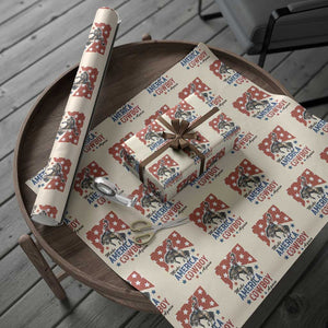 Make America Cowboy Again Patriotic Western Wrapping Paper Roll Bucking Bronco Star Spangled USA Flag Inspired Country TS02 Beige Print Your Wear