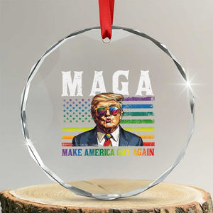 Make America Gay Again Crystal Glass Ornament LGBTQ Political Satire TS12 Transparent Glass 3'' Circle Print Your Wear