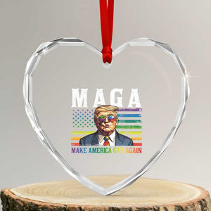 Make America Gay Again Heart Crystal Glass Ornament LGBTQ Political Satire