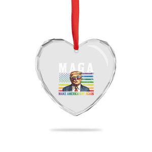 Make America Gay Again Heart Crystal Glass Ornament LGBTQ Political Satire