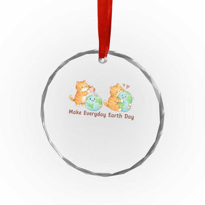 Make Everyday Earth Day Crystal Glass Ornament Cute Cat Healing Planet Earth TS12 Print Your Wear