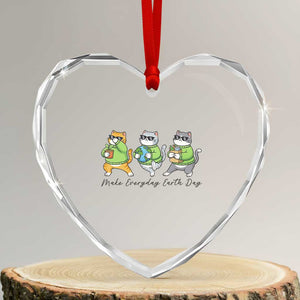 Make Everyday Earth Day Heart Crystal Glass Ornament Eco Friendly Cat Lover TS12 Transparent Glass 3'' Heart Print Your Wear
