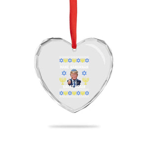 Make Hanukkah Great Again Heart Crystal Glass Ornament Funny Ugly Jewish Holiday Gift TS12 Print Your Wear