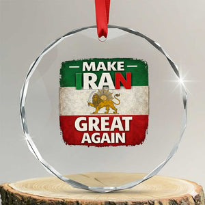 Make Iran Great Again Crystal Glass Ornament MIGA Vintage Persian Lion Flag TS11 Transparent Glass 3'' Circle Print Your Wear