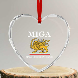 Make Iran Great Again Patriotic MIGA Heart Crystal Glass Ornament Lion and Sun Iranian Revolution Freedom Supporters TS02 Transparent Glass 3'' Heart Print Your Wear