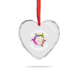 Make Lying Wrong Again Make America Think Again Heart Crystal Glass Ornament Human’s Rights Hand Peace - Print Your Wear