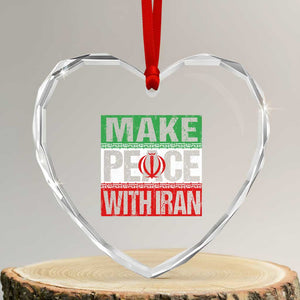 Make Peace With Iran Heart Crystal Glass Ornament Peace Pacifist Stop War In Middle East TS11 Transparent Glass 3'' Heart Print Your Wear