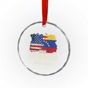 Make Venezuela Great Again Crystal Glass Ornament Distressed US and Venezuela Flag Unity TS02 Print Your Wear