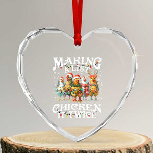 Making A List Chicken It Twice Heart Crystal Glass Ornament Funny Christmas Chicken TS11 Transparent Glass 3'' Heart Print Your Wear