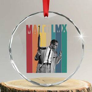 Malcolm X Crystal Glass Ornament Retro Portrait Black Empowerment Heritage Gift TS12 Transparent Glass 3'' Circle Print Your Wear