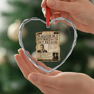Malcolm X Heart Crystal Glass Ornament Stumbling Is Not Falling Civil Rights Leader TS12 Print Your Wear