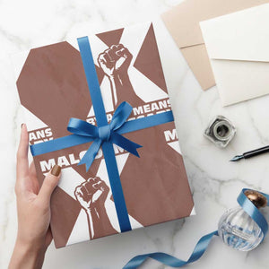 Malcolm X Power Fist Wrapping Paper Roll Civil Rights Leader Pride Bold Statement TS02 Mocha Print Your Wear