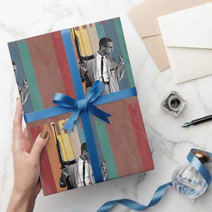 Malcolm X Wrapping Paper Roll Retro Portrait Black Empowerment Heritage Gift TS12 Mocha Print Your Wear