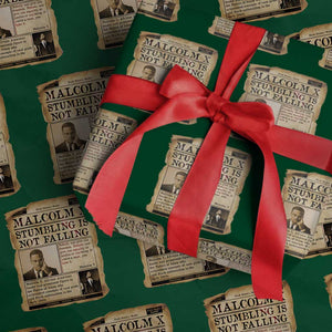 Malcolm X Wrapping Paper Roll Stumbling Is Not Falling Civil Rights Leader TS12 Green Print Your Wear